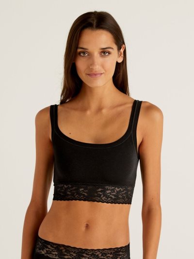 Black Women's Benetton Super Stretch Organic Cotton Bras | AU370600