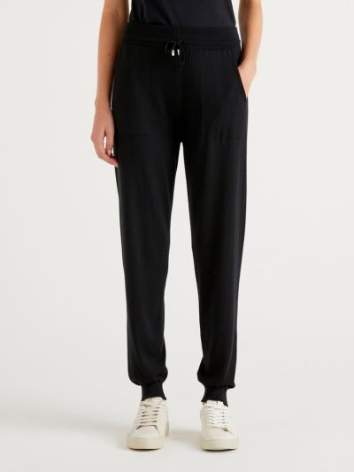 Black Women's Benetton Tricot Drawstring Trousers | AU404845