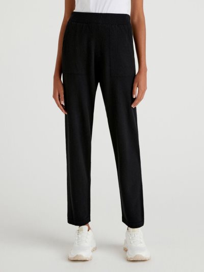 Black Women's Benetton Wool Blend Trousers | AU235152