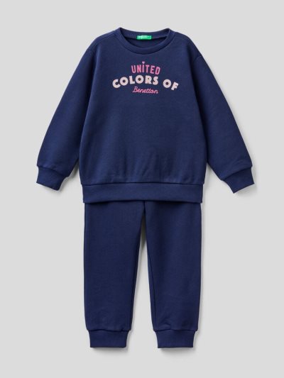 Blue Kids' Benetton 100% Organic Cotton Sweat Tracksuits | AU364263