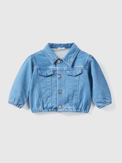 Blue Kids' Benetton Denim Look Sweat Jackets | AU297140