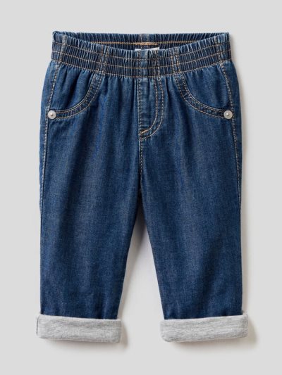 Blue Kids' Benetton Lined Pure Cotton Trousers | AU409747