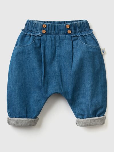 Blue Kids' Benetton Loose Fit Pure Cotton Trousers | AU369612