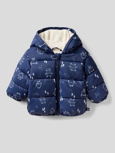 Blue Kids' Benetton Patterned Zip And Hood Jackets | AU970370