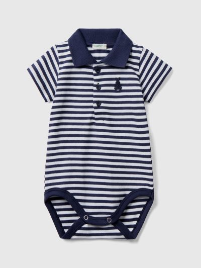 Blue Kids' Benetton Polo Bodysuit Stretch Cotton Bodysuits | AU444667