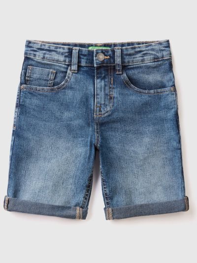 Blue Kids' Benetton Slim Fit"Eco-recycle" Denim Bermudas | AU073606