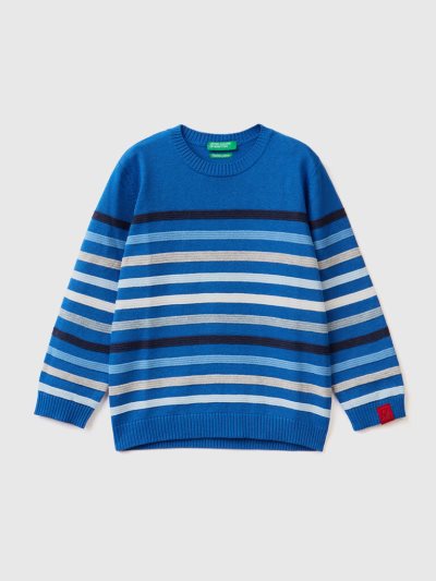 Blue Kids' Benetton Striped Tricot Sweaters | AU234382