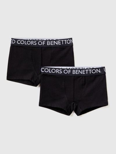 Blue Kids' Benetton Two Logoed Elastic Boxers | AU762910