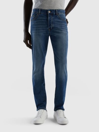 Blue Men's Benetton Five Pocket Slim Fit Jeans | AU886862