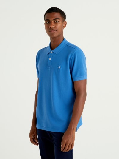 Blue Men's Benetton Regular Fit Short Sleeve Polos | AU653114