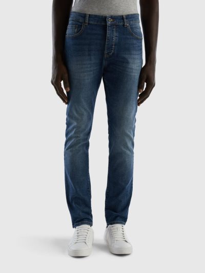 Blue Men's Benetton Skinny Fit Jeans | AU123629