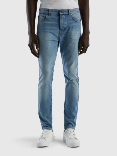 Blue Men's Benetton Skinny Fit Jeans | AU172647