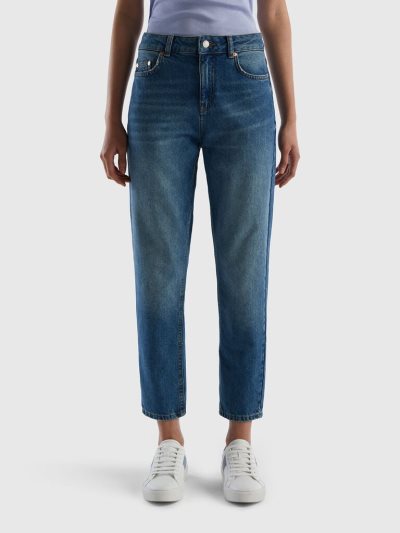 Blue Women's Benetton Cropped High-waisted Jeans | AU428224