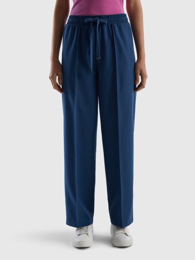 Blue Women's Benetton Flowy Drawstring Trousers | AU036557