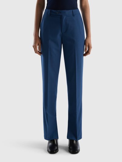 Blue Women's Benetton Flowy Slits Trousers | AU515998