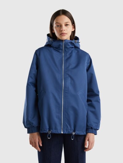 Blue Women's Benetton Hooded Raincoat Coats | AU978182