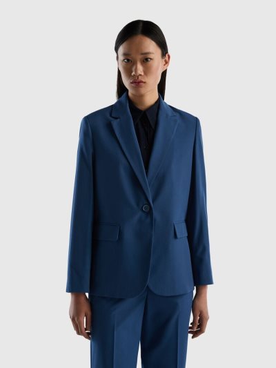 Blue Women's Benetton Lined Flowy Blazers | AU281235