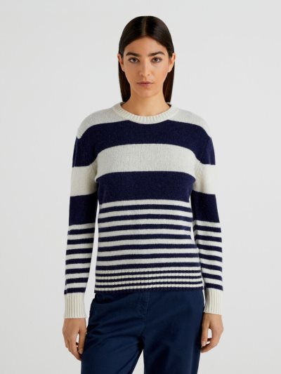 Blue Women's Benetton Pure Shetland Wool Crew Neck Sweaters | AU577772