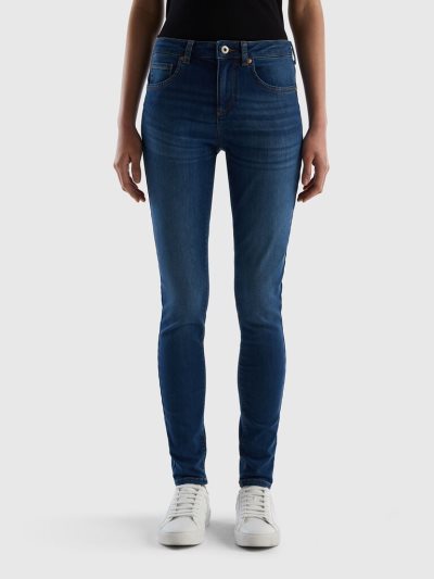 Blue Women's Benetton Push Up Skinny Fit Jeans | AU764707