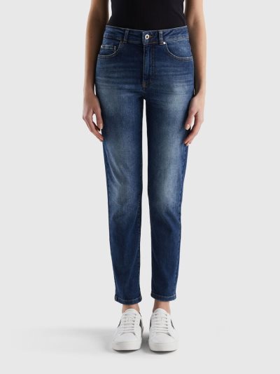 Blue Women's Benetton Slim Fit Stretch Cotton Jeans | AU532682