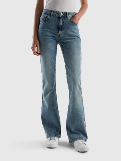 Blue Women's Benetton Stretch Flared Jeans | AU153153