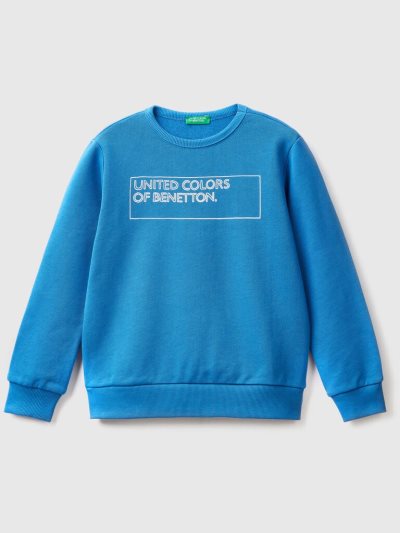 Bright Blue Kids' Benetton Logo Print Sweatshirt | AU771835