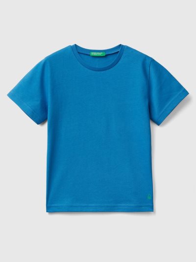 Bright Blue Kids' Benetton Organic Cotton Short Sleeve T-shirts | AU844921