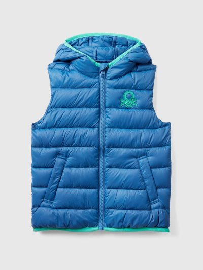 Bright Blue Kids' Benetton Padded Hood Jackets | AU827173