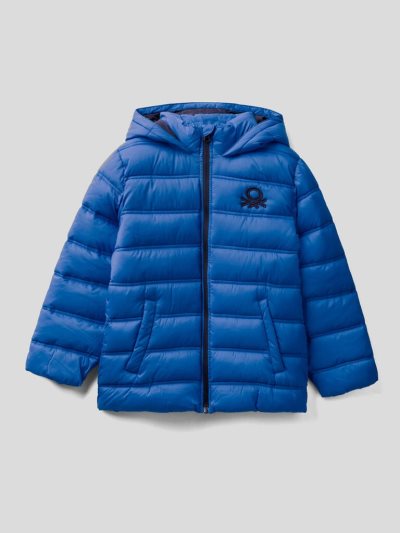 Bright Blue Kids' Benetton Puffer Hood And Logo Padded Jackets | AU707306