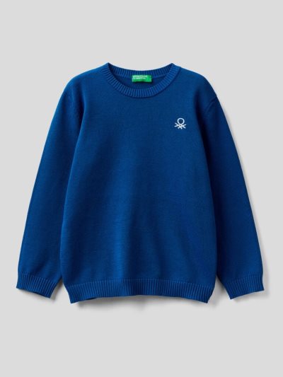 Bright Blue Kids' Benetton Pure Cotton Logo Sweaters | AU548249