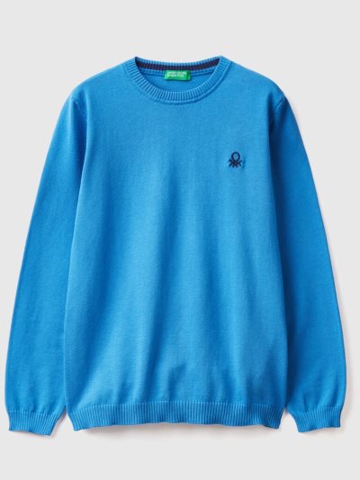 Bright Blue Kids' Benetton Pure Cotton Logo Sweaters | AU631125