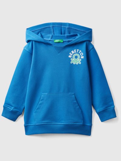 Bright Blue Kids' Benetton Stretch Organic Cotton Hoodie | AU826094