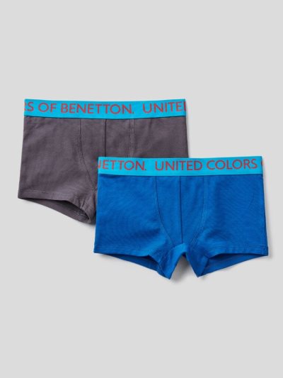 Bright Blue Kids' Benetton Two Pairs Of Logoed Elastic Boxers | AU915957