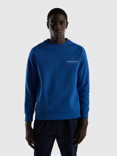 Bright Blue Men's Benetton Print Cotton Blend Sweatshirt | AU332394