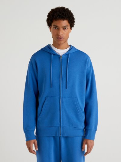 Bright Blue Men's Benetton Warm Zip Hoodie | AU250658