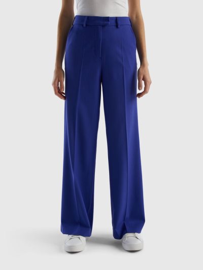 Bright Blue Women's Benetton Flowy Wide Leg Trousers | AU322726