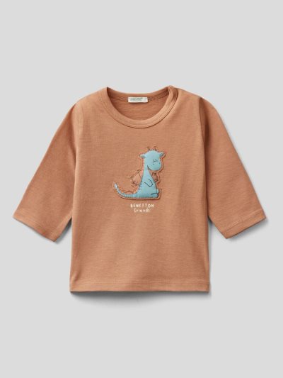 Brown Kids' Benetton 100% Organic Cotton Patch T Shirts | AU558133