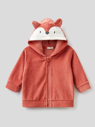 Brown Kids' Benetton Chenille Hood Sweatshirt | AU177264