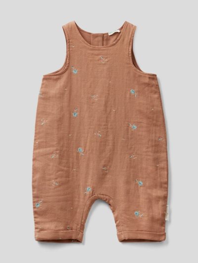 Brown Kids' Benetton Embroidered Overalls Jumpsuit | AU408075