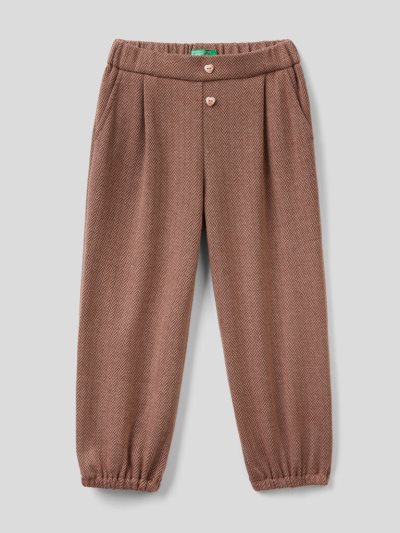 Brown Kids' Benetton Jacquard Stretch Viscose Trousers | AU183586