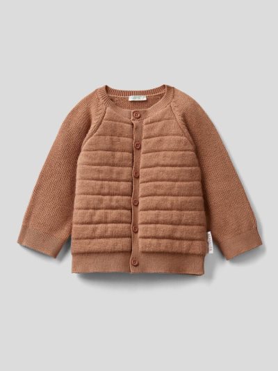 Brown Kids' Benetton Padded Knit Cardigan | AU302694