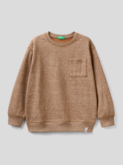 Brown Kids' Benetton Pullover Recycled Fabric Sweatshirt | AU713461