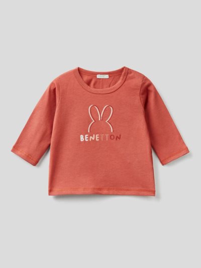 Brown Kids' Benetton Warm Organic Cotton T Shirts | AU110845