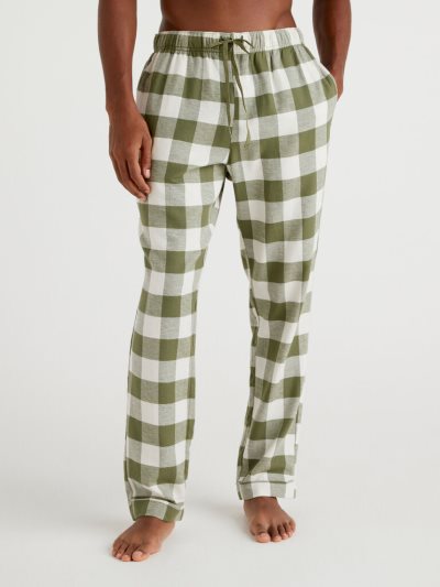 Brown Men's Benetton Check Drawstring Trousers | AU095491