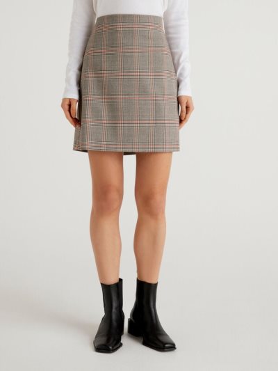 Brown Women's Benetton Check Flannel Mini Skirts | AU648705