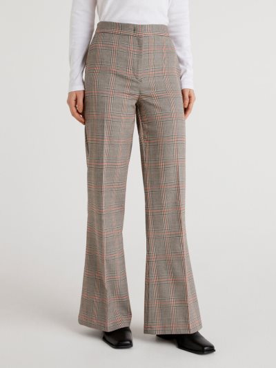 Brown Women's Benetton Flannel Pattern Trousers | AU932578