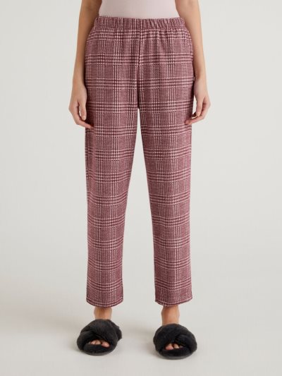 Brown Women's Benetton Prince Of Wales Jacquard Trousers | AU322963