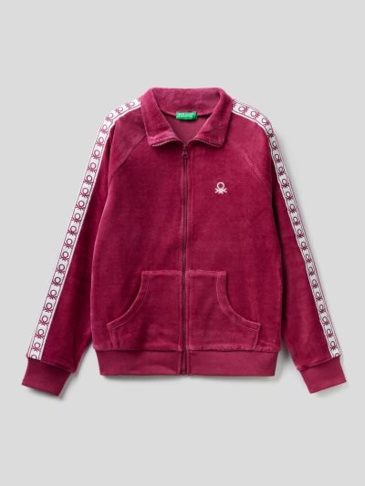 Burgundy Kids' Benetton Chenille Logo Sweatshirt | AU233803