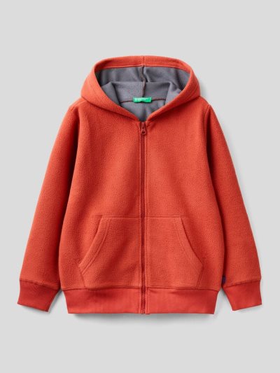 Burgundy Kids' Benetton Fleece Hoodie | AU203798