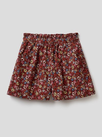 Burgundy Kids' Benetton Floral Print Culottes | AU790702